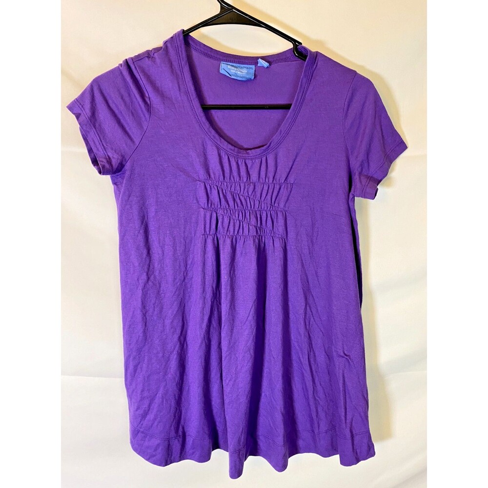 Purple XS V-Neck Top Fitted Tee Women's Normcore Basic Coastal Grannycore